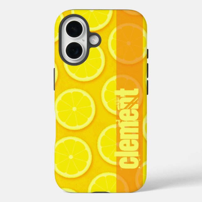 Lemon Slice hellgelbe Namen iPhone Gehäuse 16 Hülle (Rückseite)
