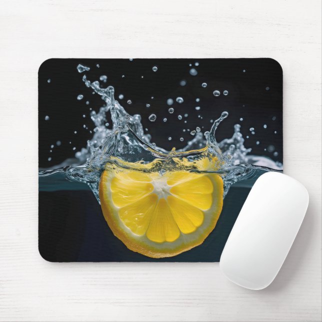 Lemon Slice Water Splash Mousepad (Mit Mouse)