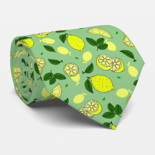 Lemon Slices and Green Blätter Lemon Food Pattern Krawatte