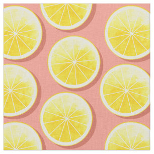 Lemon Slices on Pink Stoff