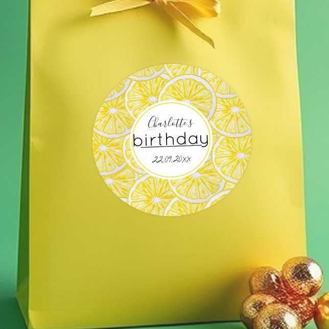 Lemon Slices Watercolor Handgemalt Runder Aufkleber (Von Creator hochgeladen)