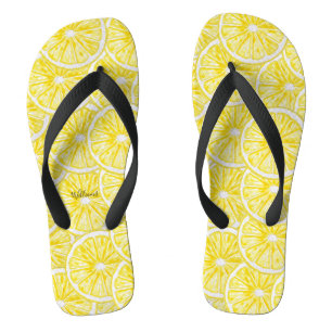 Lemon Slices Watercolor-Muster Flip Flops