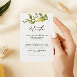 Lemon Sorrento Amalfi Kalligrafie Hochzeitdetails Begleitkarte