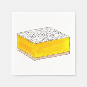 Lemon Square Bar Konditorei Dessert Bake Sale Gelb Serviette