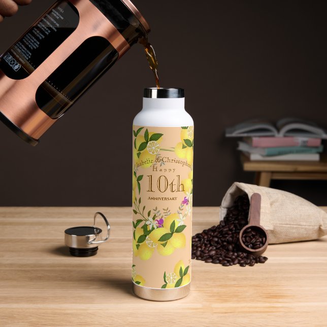 Lemon Squeeze Wedding Anniversary Peach Trinkflasche (Kaffee)
