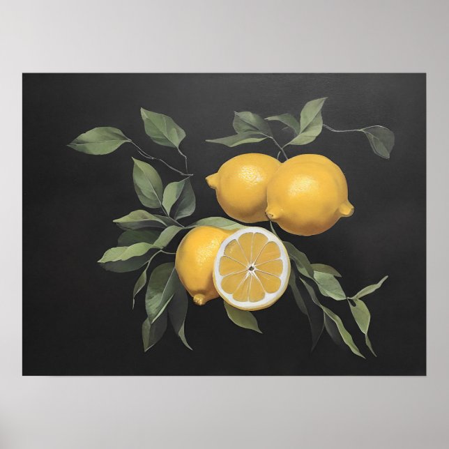 Lemon Stillleben Malerei - Vintage Kunst Poster (Vorne)