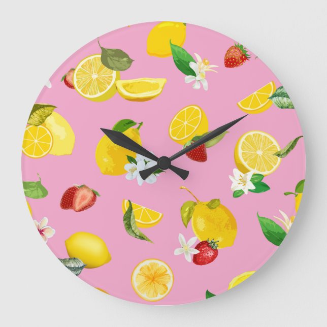 Lemon & Strawberry 1 Große Wanduhr (Vorderseite)