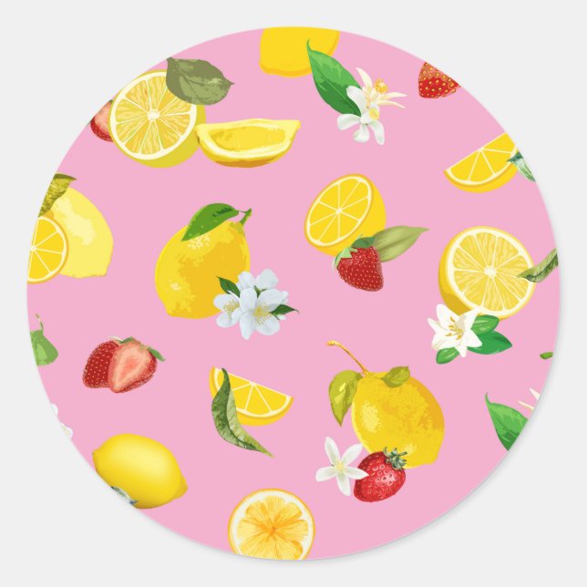 Lemon & Strawberry 1 Runder Aufkleber (Vorderseite)