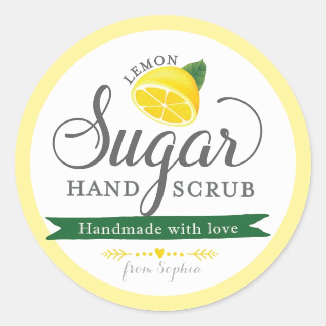 Lemon Sugar Scrub Labels Custom Round Mason Jar Runder Aufkleber (Vorderseite)