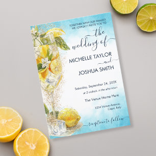 Lemon Summer Cocktail Italien Hochzeit in Urlaubso Einladung