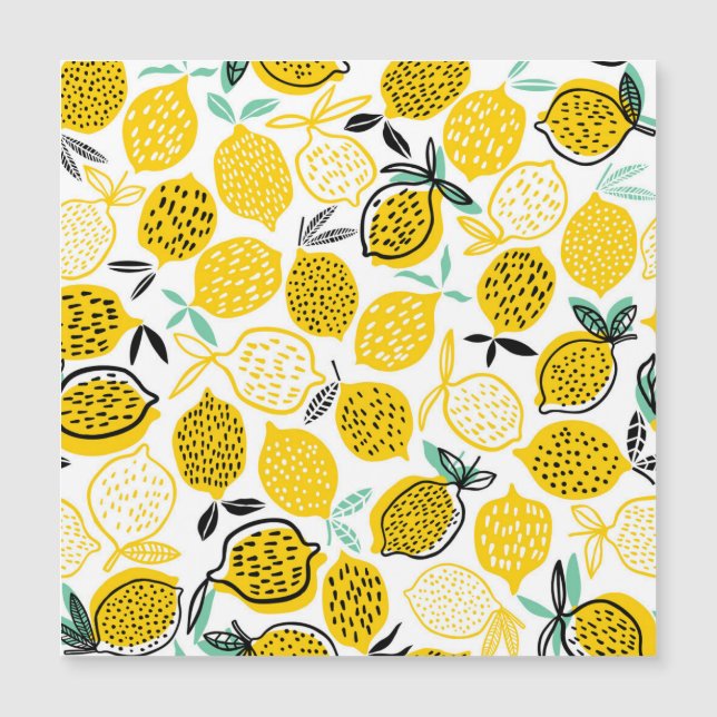 Lemon Summer Design Vintag Illustration Magnetkarte (Vorderseite)