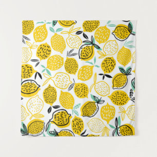 Lemon Summer Design Vintag Illustration Wandteppich