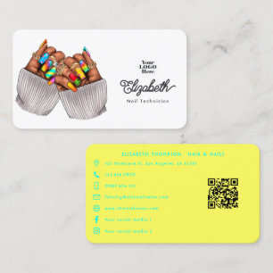 Lemon Summer Nail Salon Design Visitenkarte