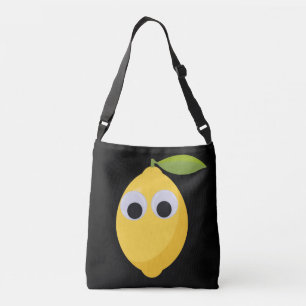 Lemon, sweet fruit with googly eyes tragetaschen mit langen trägern