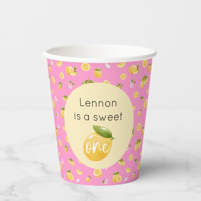 Lemon Sweet One 1. Geburtstag Pappbecher (Vorderseite)