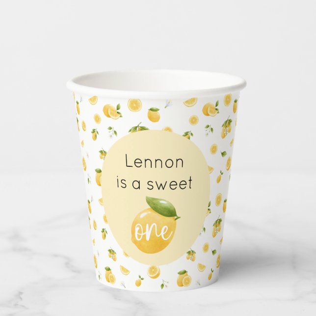 Lemon Sweet One 1. Geburtstag Pappbecher (Vorderseite)