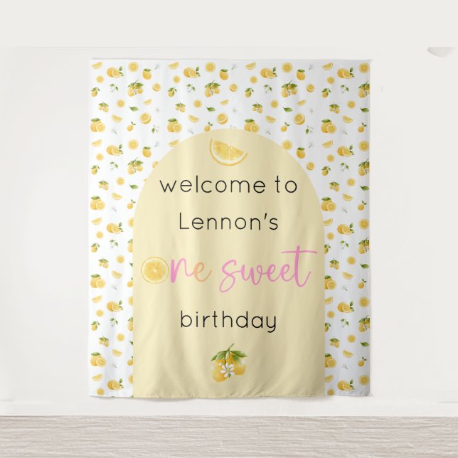 Lemon Sweet One Birthday Backdrop Tapestation Wandteppich (Vorderseite)