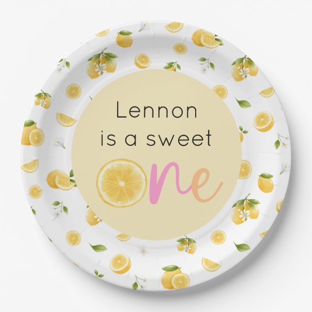 Lemon Sweet One Birthday Party Pappteller (Vorderseite)