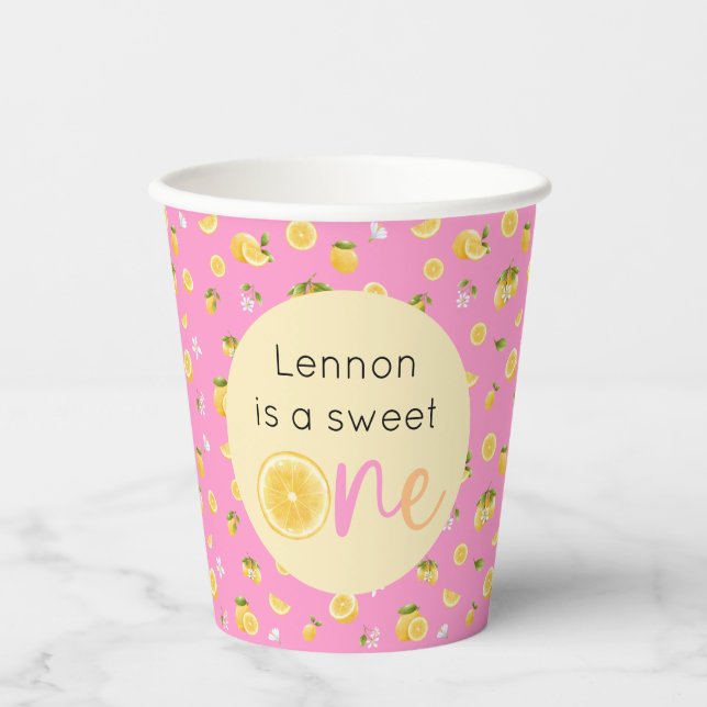 Lemon Sweet One Geburtstag Pappbecher (Vorderseite)