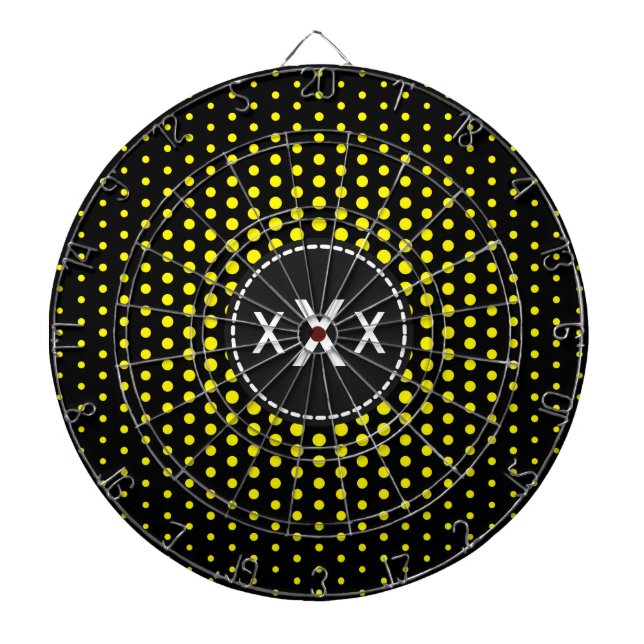 Lemon Techno Dots Modern Monogram Dartscheibe (vorne)