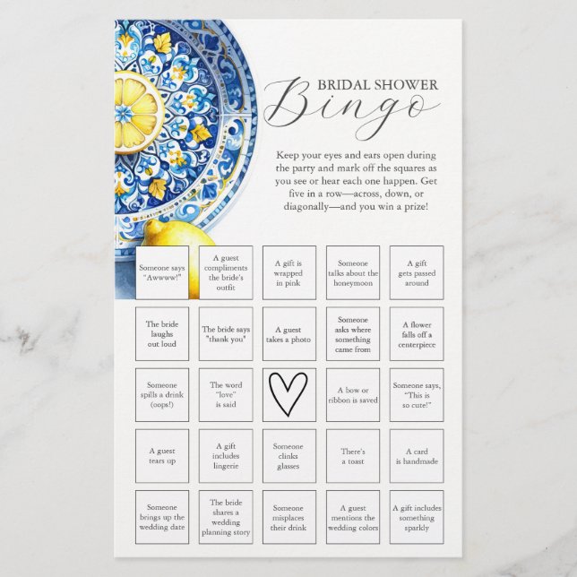 Lemon Theme Brautparty Bingo Flyer (Vorne)