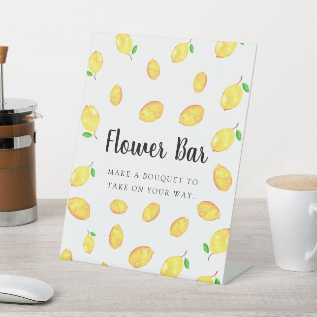 Lemon Theme Brautparty Blume Bar Sign Sockelschild (In SItu)