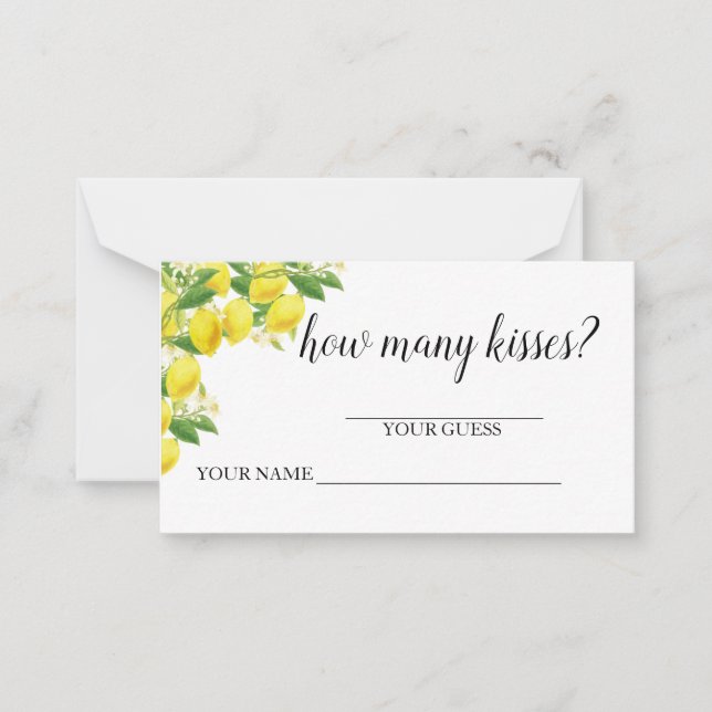 Lemon Theme Guess Wie viele Kisses Mitteilungskarte (Vorderseite)