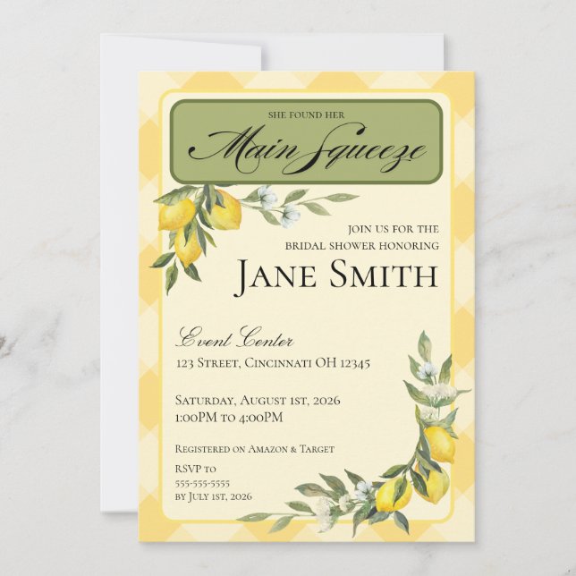 Lemon Themed Bridal Shower Invitation Einladung (Vorderseite)