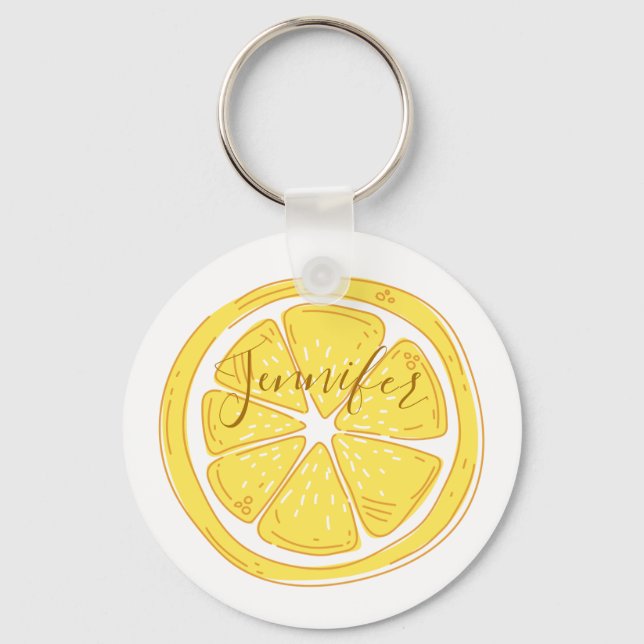 Lemon Themed Personalisiert Key Chain Schlüsselanhänger (Vorderseite)