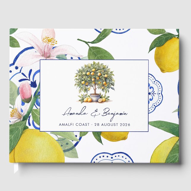Lemon Tiles Italian La Dolce Vita Wedding Gästebuch (Vorderseite)