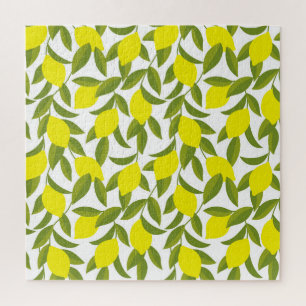 Lemon Tree Art: Gelbe Zitrusfrüchte Nahtlose Muste