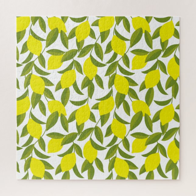 Lemon Tree Art: Gelbe Zitrusfrüchte Nahtlose Muste (Vertikal)