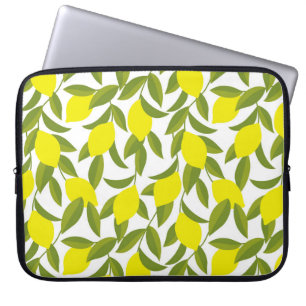 Lemon Tree Art: Gelbe Zitrusfrüchte Nahtlose Muste Laptopschutzhülle