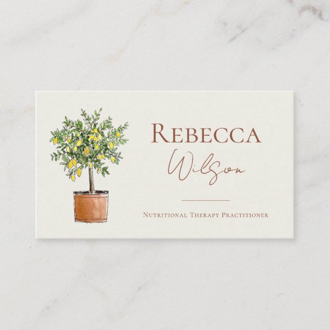 Lemon Tree Business Card Nutrional Therapist Visitenkarte (Vorderseite)