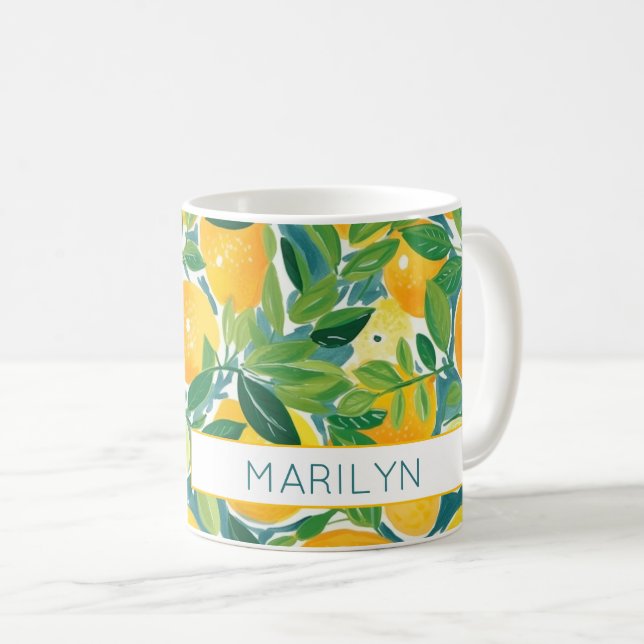 Lemon Tree Citrus Orange Limes NAME farbenfroh Kaffeetasse (VorderseiteRechts)