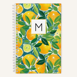 Lemon Tree Monogram INITIAL Frische Farben Spaß Notizbuch
