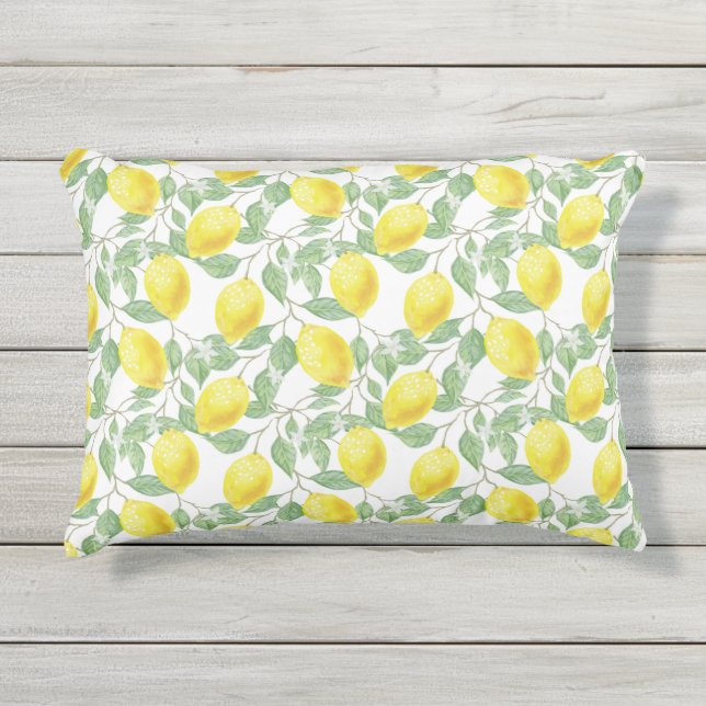 Lemon Tree Pattern Kissen Für Draußen (Vorderseite)