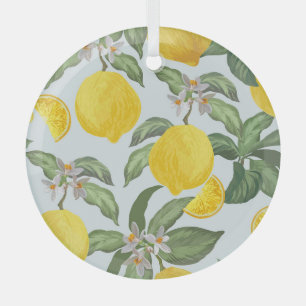 Lemon Tropical Frucht Vintages Muster Ornament Aus Glas