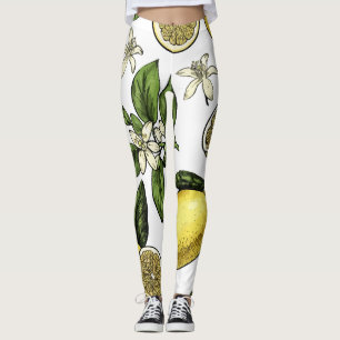 Lemon Tropical Fruit Pattern Leggings