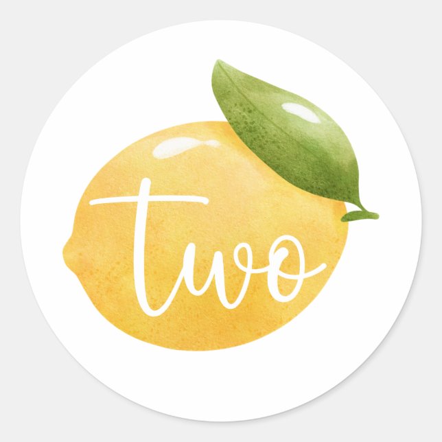 Lemon Two 2. Geburtstag Runder Aufkleber (Vorderseite)