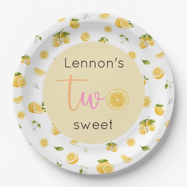 Lemon Two Sweet Birthday Pappteller (Vorderseite)