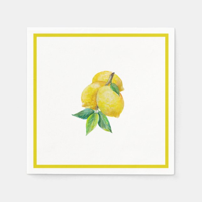 Lemon und Blätter Cocktail Serviette (Vorderseite)
