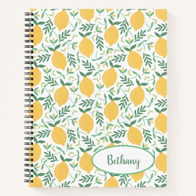 Lemon und Blätter Niedlich Fruit Journal Notebook Notizbuch (Vorderseite)