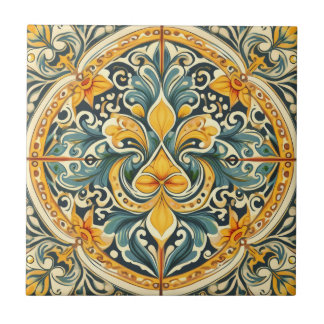Lemon und Blue Azulejo Lissabon Gemustert Talavera Fliese