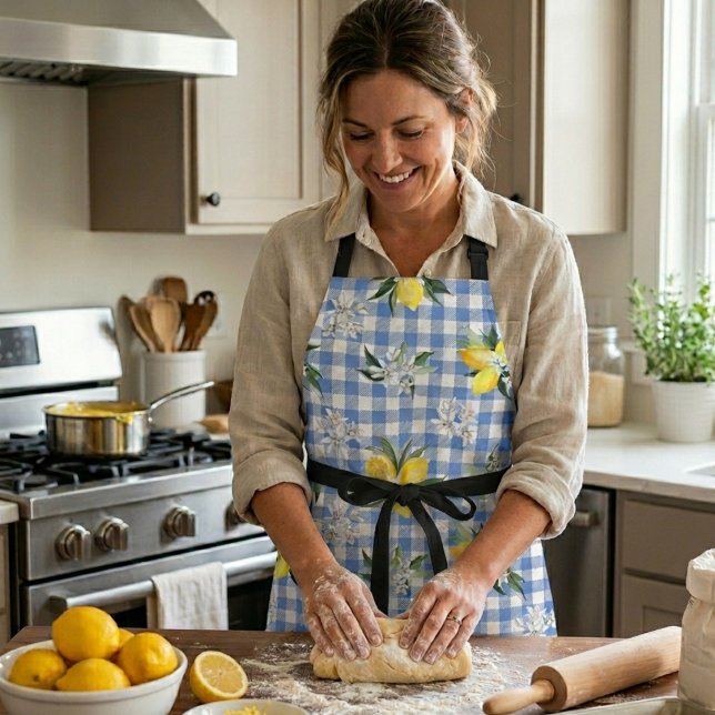 Lemon und Blue Gingham Schürze für den Sommer (Von Creator hochgeladen)