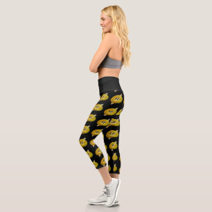 Lemon und Creme Design Muster in schwarz Capri Leggings