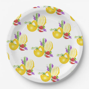 Lemon und Erdbeeren Pappteller