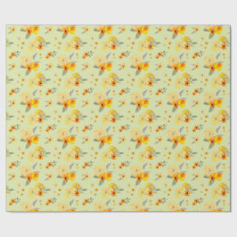 Lemon und gelbes Rosenblumenmuster Geschenkpapier