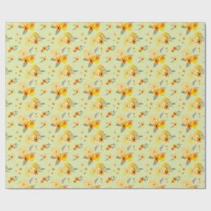 Lemon und gelbes Rosenblumenmuster Geschenkpapier