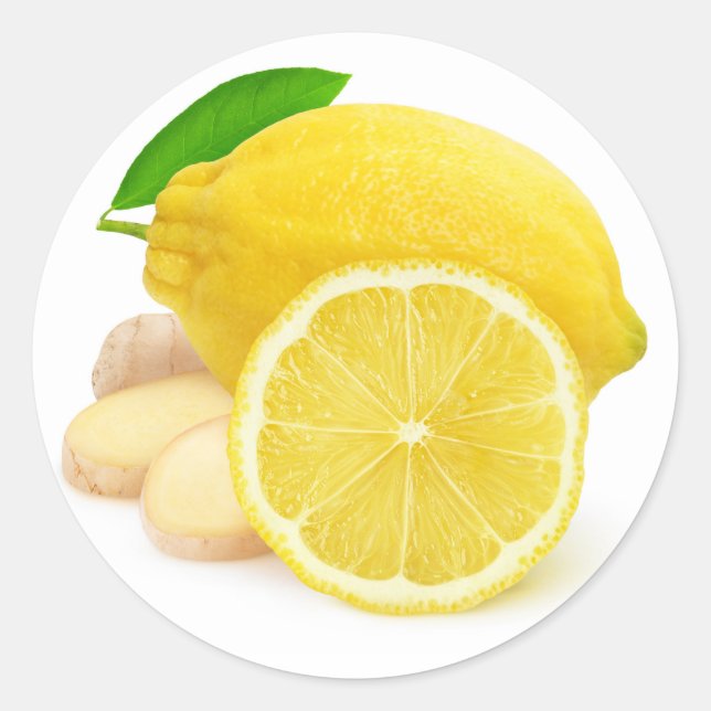 Lemon und Ingwer Runder Aufkleber (Vorderseite)